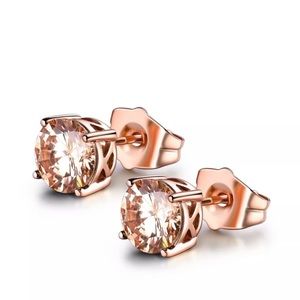Rose Gold Citrine (yellow) Crystal Stud Earrings!